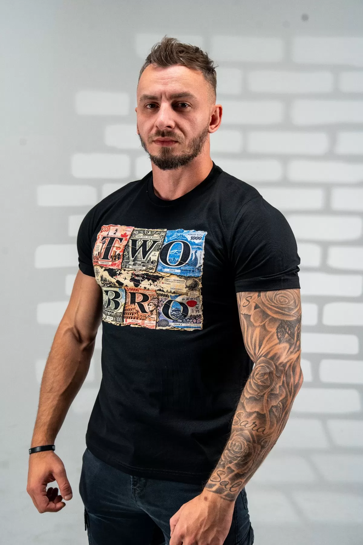 NO BORDERS - 2BRO - MAJICA - BLACK