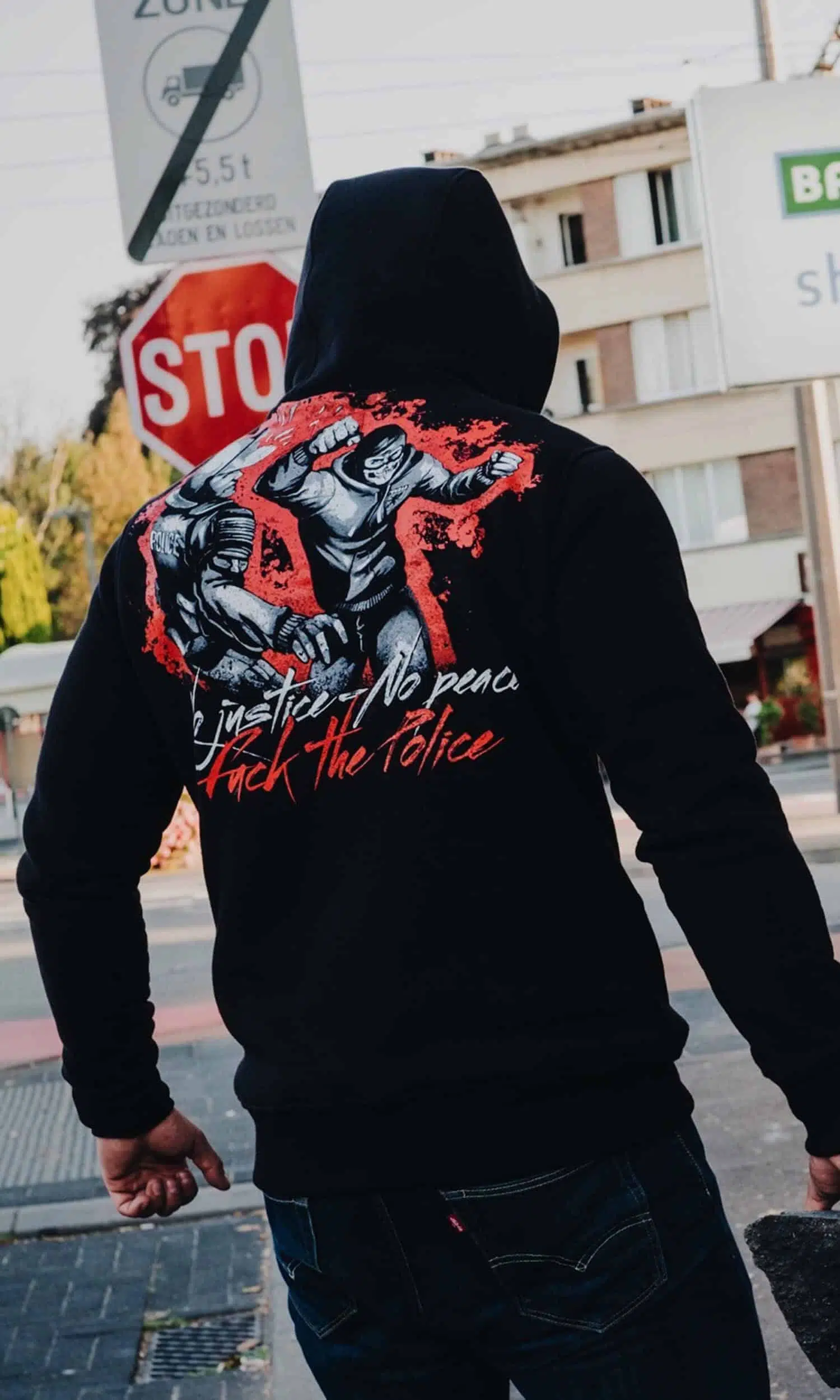 PG WEAR - No Justice - No Peace - BLACK - DUKSERICA (Mask) - 7